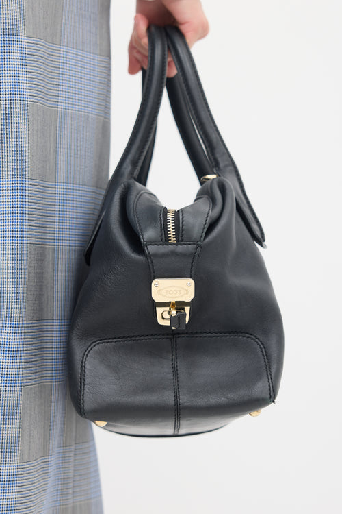 Tod's Black Leather Piccolo D-Styling Bauletto  Bag