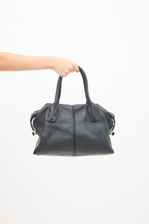 Tod's Black Leather Piccolo D-Styling Bauletto  Bag