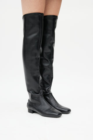 Tod's Black Leather Thigh High Boot