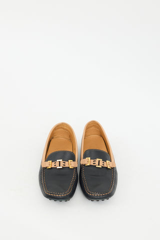 Tod's Black & Brown Leather Buckle Loafer