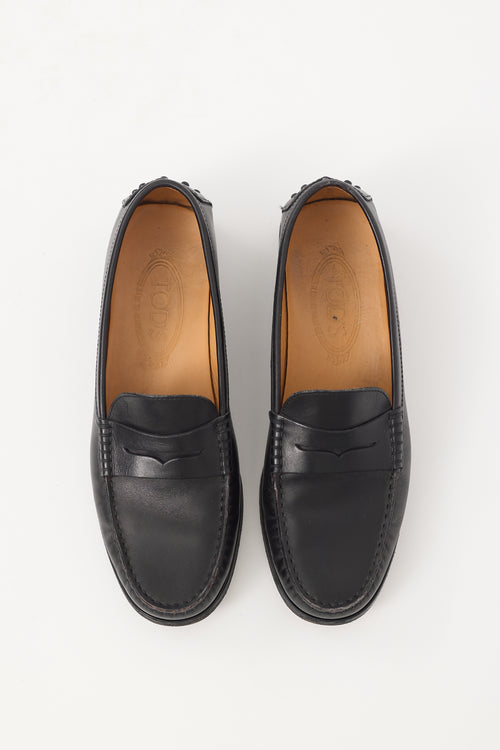 Tod's Black Leather Penny Loafer