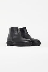 Tod's Black Leather Side Zip Ankle Boot