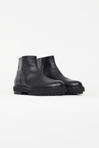 Tod's Black Leather Side Zip Ankle Boot
