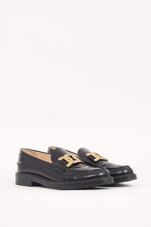 Tod's Black Patent Leather Embellished Loafer