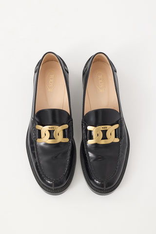 Tod's Black Patent Leather Embellished Loafer