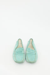 Tod's Blue Suede Contrast Stitch Loafer