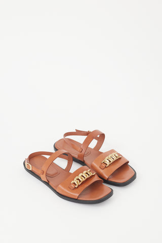 Tod's Brown Leather Chain Sandal