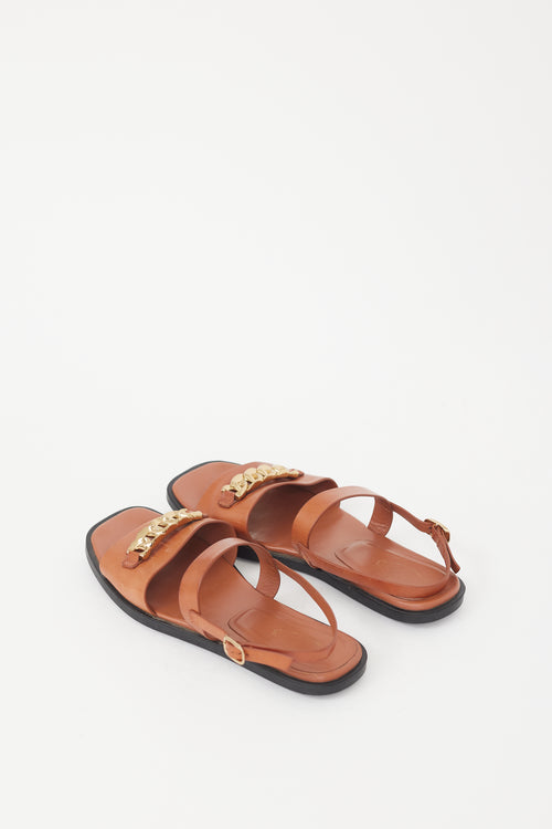 Tod's Brown Leather Chain Sandal