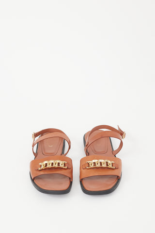 Tod's Brown Leather Chain Sandal