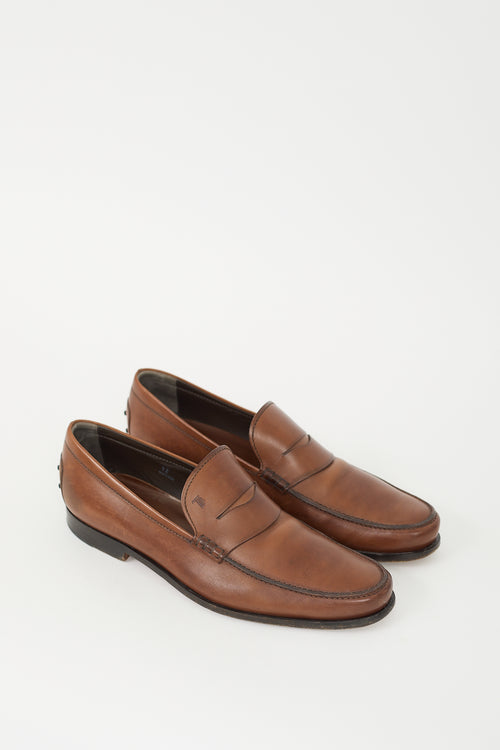 Tod's Brown Leather Penny Loafer