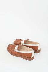 Tod's Brown & White Leather Gomma Penny Loafer