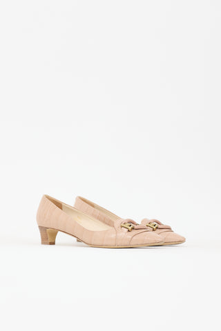 Tod's Embossed Leather Buckle Pump