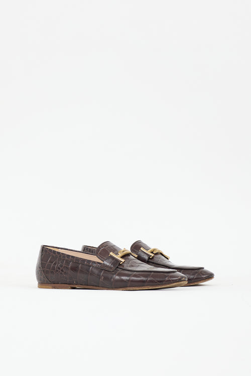 Tod's Embossed Leather Double T Loafer