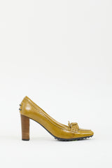 Tod's Green Pebbled Leather Heeled Loafer