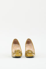 Tod's Green Pebbled Leather Heeled Loafer