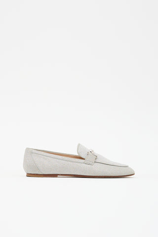 Tod's Leather Glitter Double T Loafer