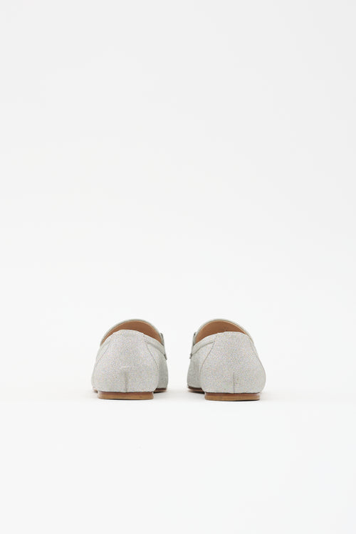 Tod's Leather Glitter Double T Loafer
