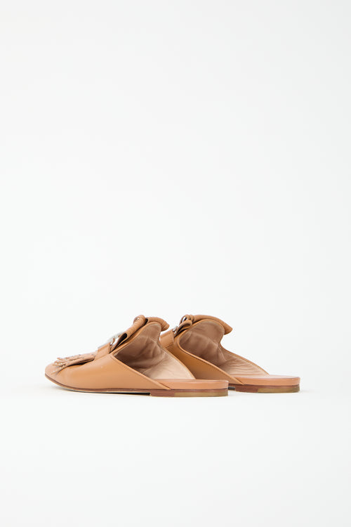 Tod's Leather Double T Fringe Mule