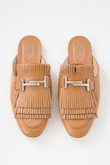 Tod's Leather Double T Fringe Mule