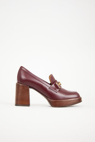 Tod's Leather Double T Heeled Loafer