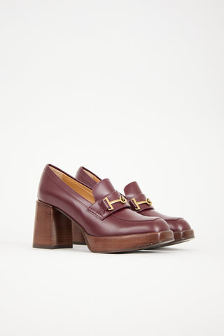 Tod's Leather Double T Heeled Loafer