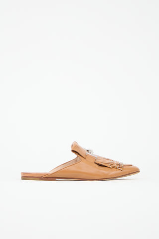 Tod's Leather Double T Fringe Mule