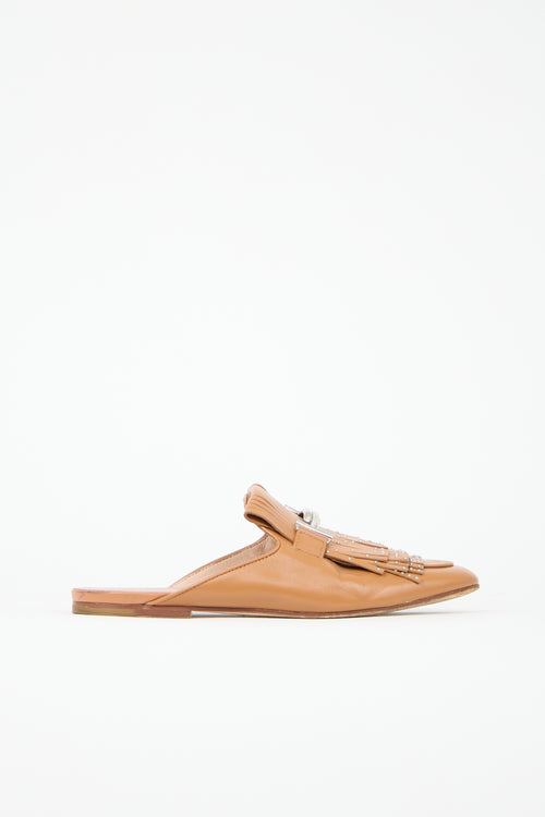 Tod's Leather Double T Fringe Mule
