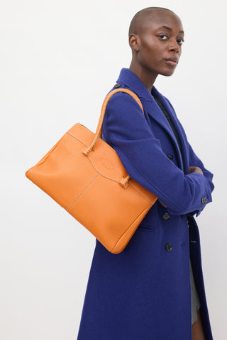 Tod's Orange Leather Tote Bag