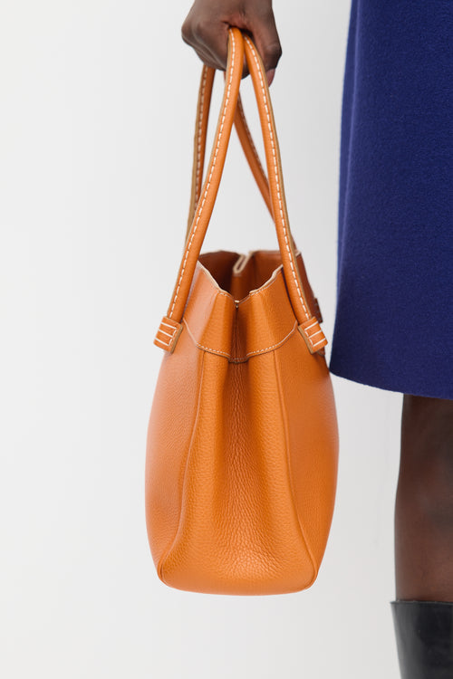 Tod's Orange Leather Tote Bag