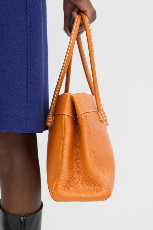 Tod's Orange Leather Tote Bag