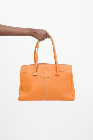 Tod's Orange Leather Tote Bag