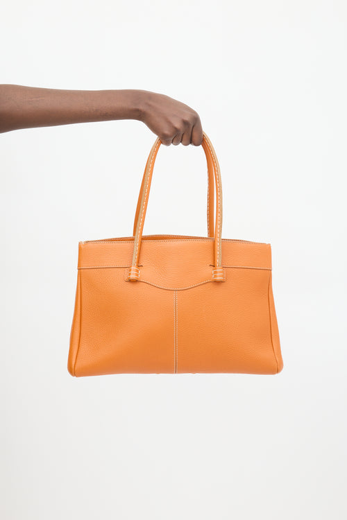 Tod's Orange Leather Tote Bag