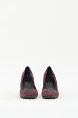 Tod's Purple & Black Suede Wedge Pump