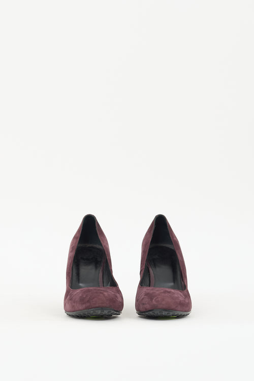 Tod's Purple & Black Suede Wedge Pump