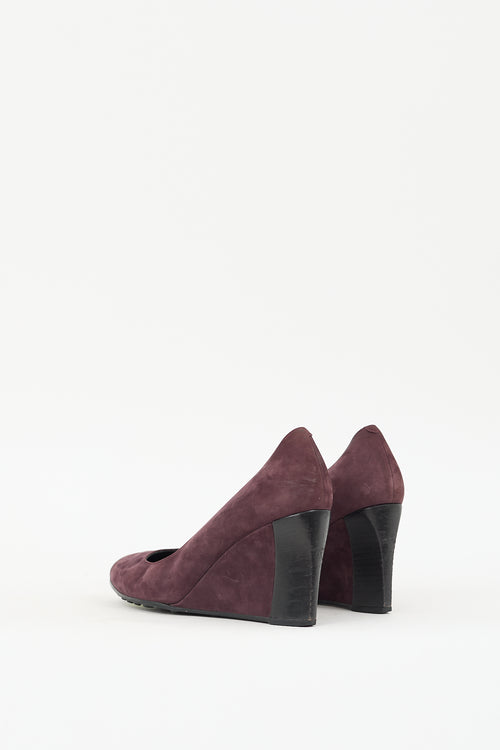 Tod's Purple & Black Suede Wedge Pump