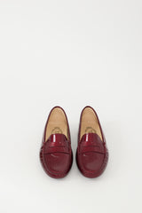 Tod's Red Textured Patent Leather Penny Loafer