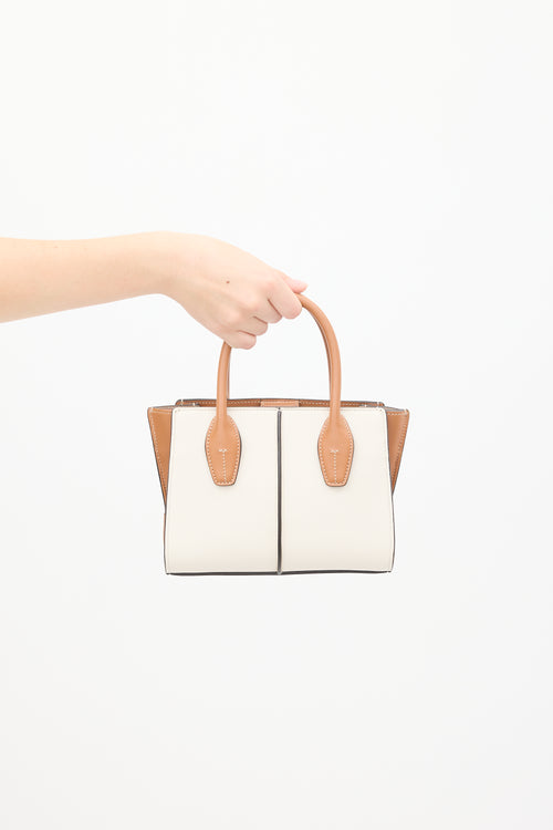 Tod's White & Brown Leather Holly Bag