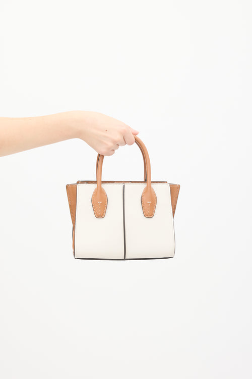 Tod's White & Brown Leather Holly Bag