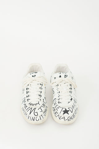 Tod's White & Black Leather Graphic Tabs Sneaker