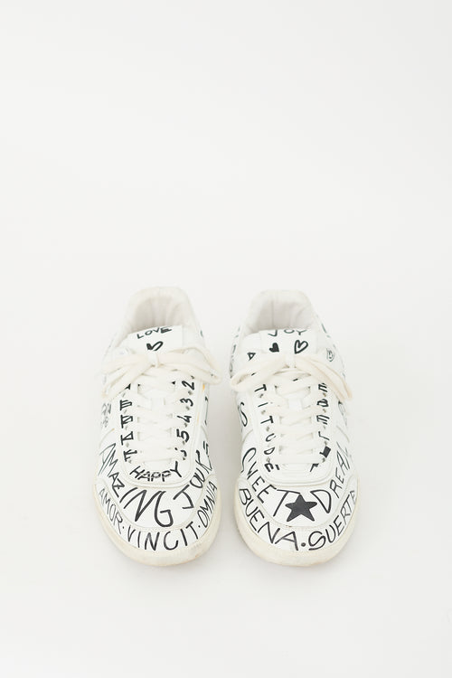 Tod's White & Black Leather Graphic Tabs Sneaker