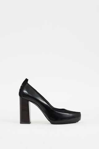 Tod's Black Suede & Leather Platform Pump