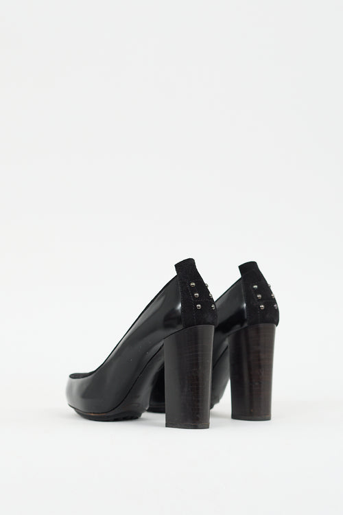 Tod's Black Suede & Leather Platform Pump