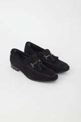 Tod's Black Suede Tassel Loafer