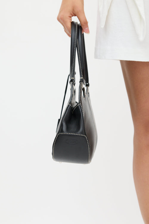Tod's Black Leather Top Handle Bag