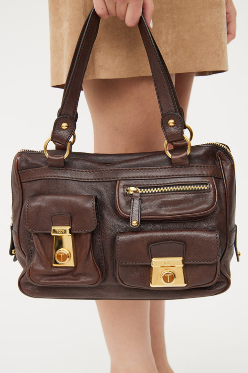 Tod's Brown Leather Travolla Media Bag