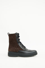 Tod's Black & Brown Quilted Ankle Boot
