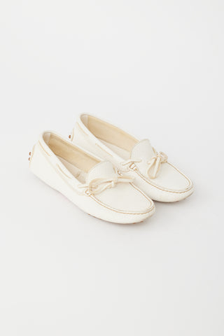 Tod's Cream Leather Driving Loafer