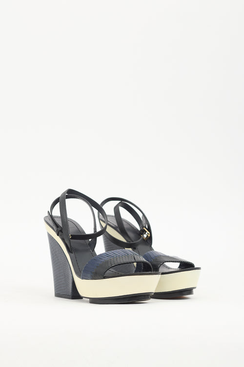 Tory Burch Navy & Cream Leather Sandal