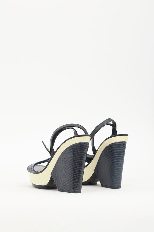 Tory Burch Navy & Cream Leather Sandal