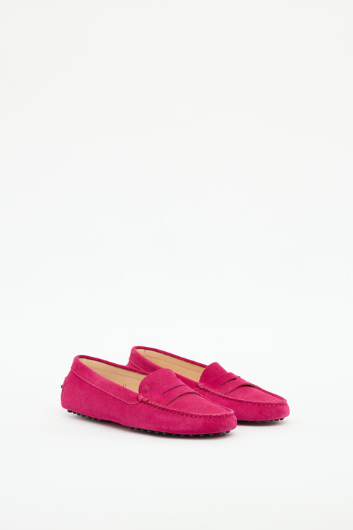 Tod's Pink Suede Driving Loafer
